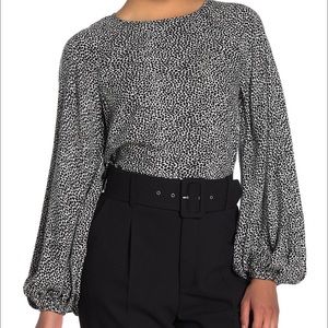 AFRM X Nordstrom Animal Print Ditsy Long Sleeve Blouse Medium NWT